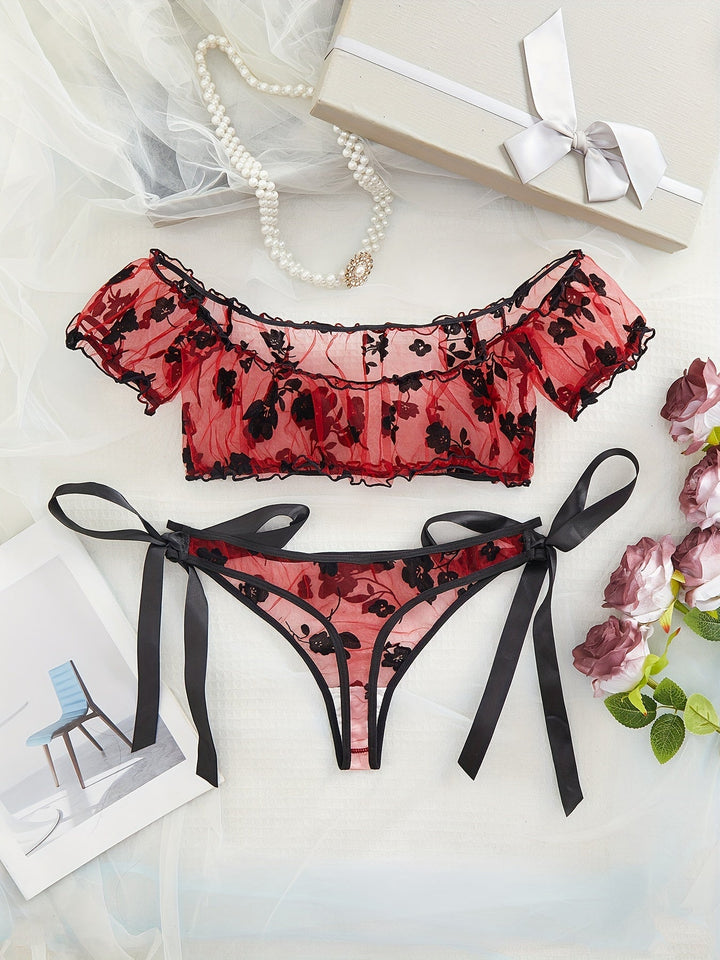 Sylaris - Floral See-Through Lingerie Set