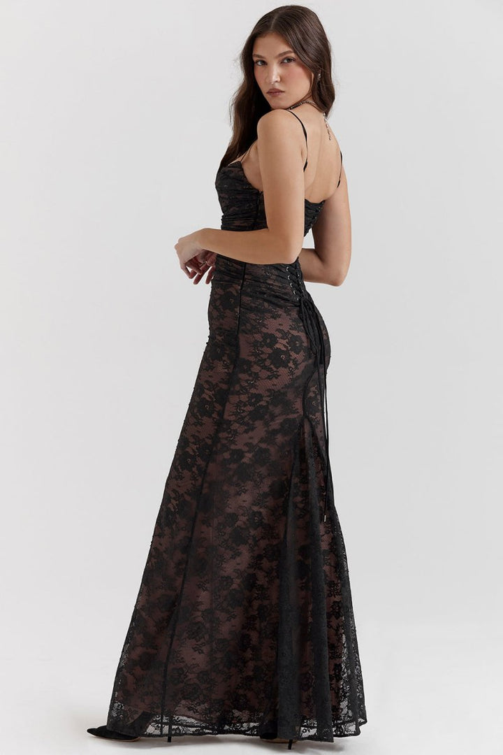 Eliora - Shoulder-On Floral Lace Maxi Dress