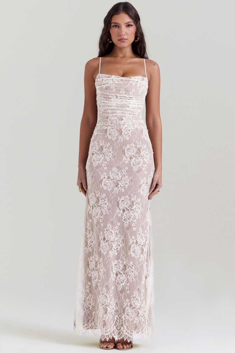 Eliora - Shoulder-On Floral Lace Maxi Dress