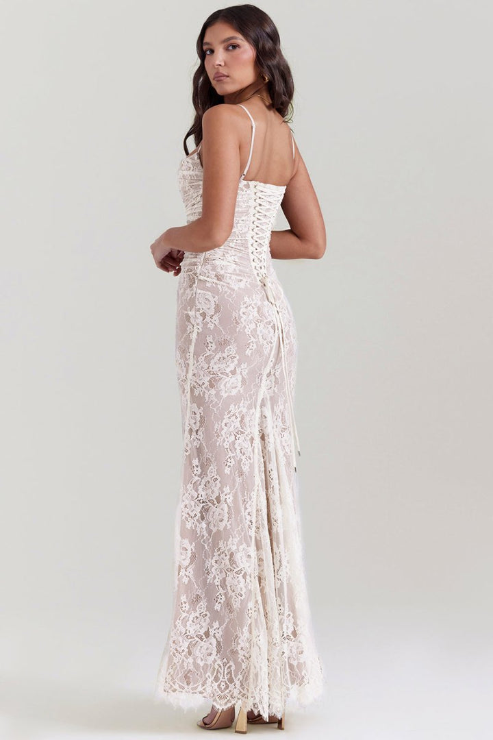 Eliora - Shoulder-On Floral Lace Maxi Dress